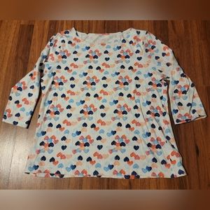 Talbots Petite White Hearts Casual Shirt - Size Large